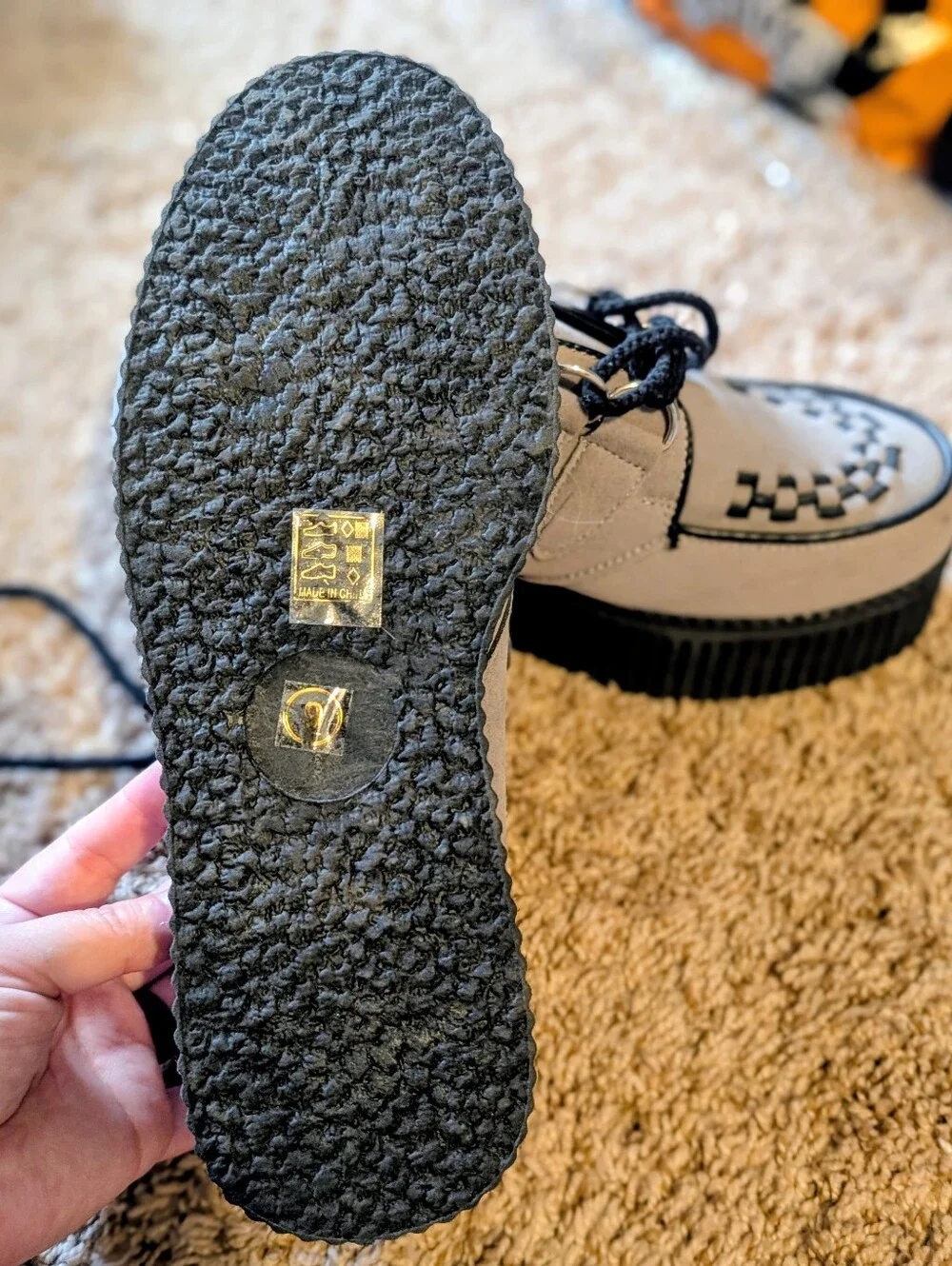 Women's Grey Suede Creeper Platform Shoes Size 9